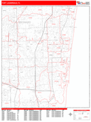 Fort Lauderdale Digital Map Red Line Style